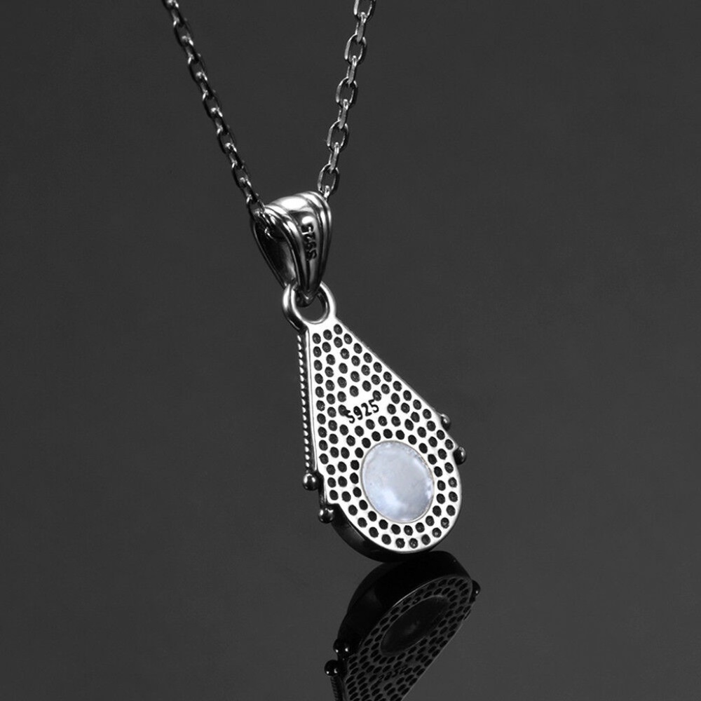 🌸 MOONSTONE NECKLACE NATURAL TEARDROP BOHO CHIC REAL CHAIN BOHEMIAN PENDANT - Picture 6 of 15